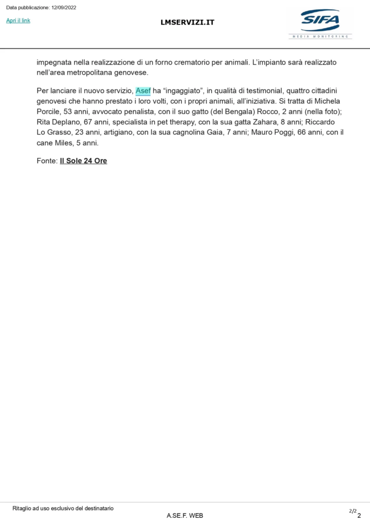 Proseguimento dell’articolo con la presentazione dei quattro testimonial della campagna A.Se.F. for Pets e dei loro animali.
