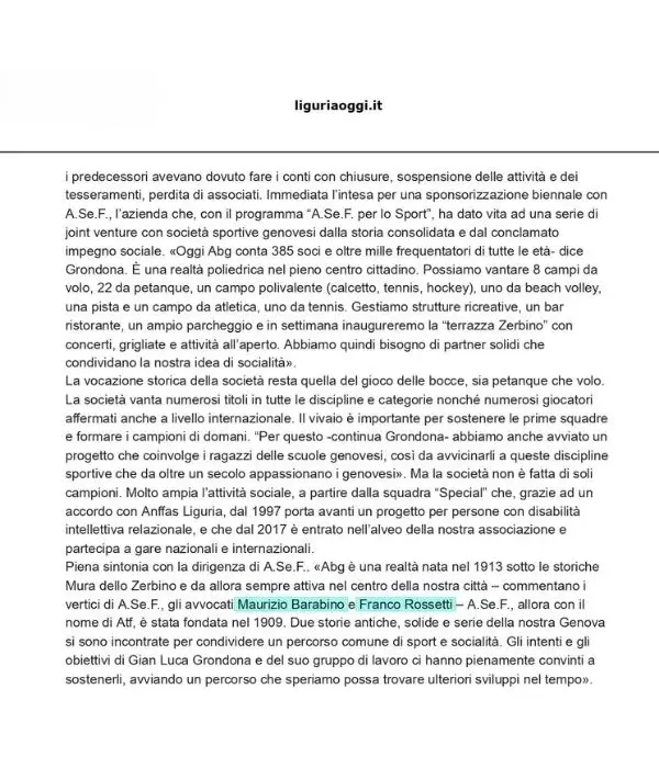 Proseguimento dell’articolo sulle attività sportive e inclusive dell’ABG e sul sostegno di A.Se.F.
