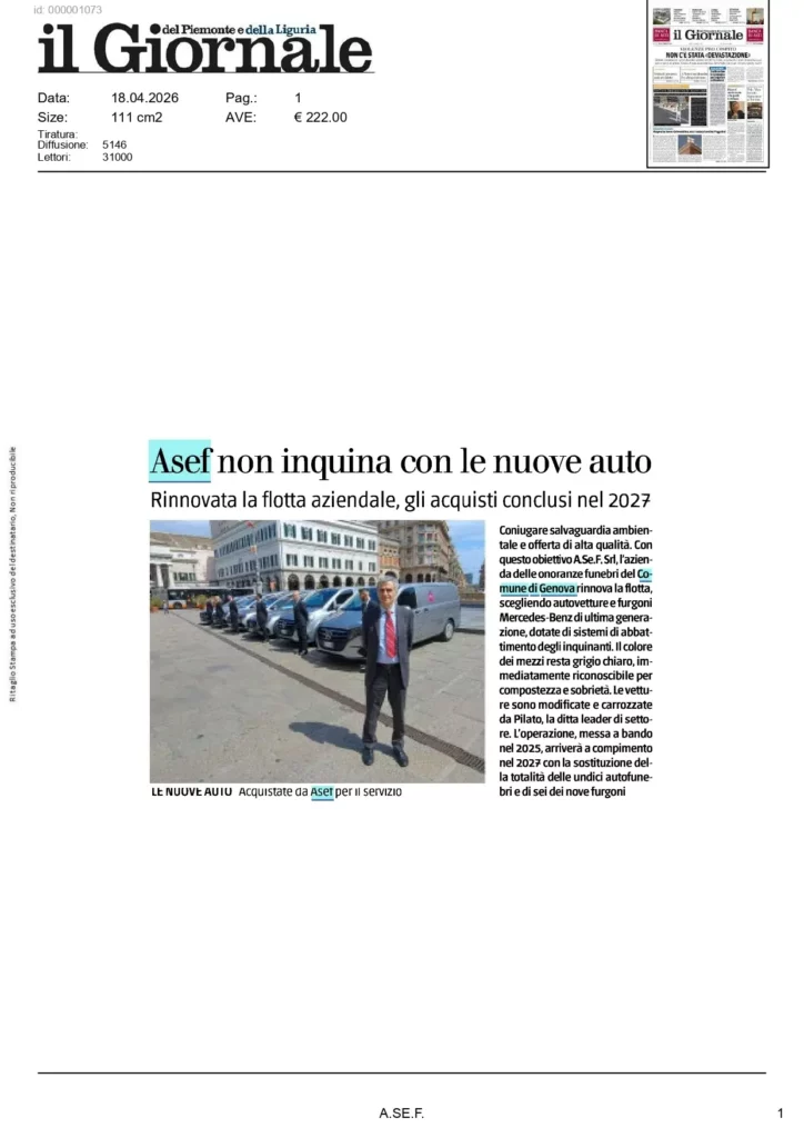 Articolo del Giornale sul rinnovo della flotta aziendale A.Se.F.